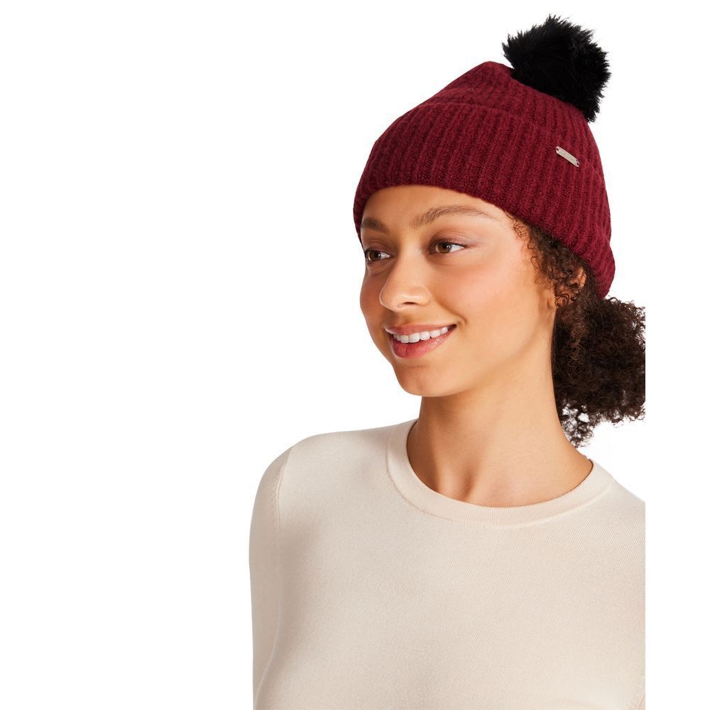 Steve Madden Red Wine‎ Faux Fur Beanie One Size